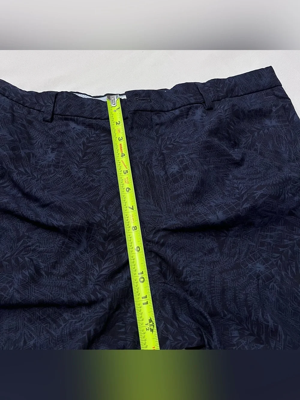 Peter Millar Crown Sport Navy Tropical Palm Print Golf Shorts 9” 35